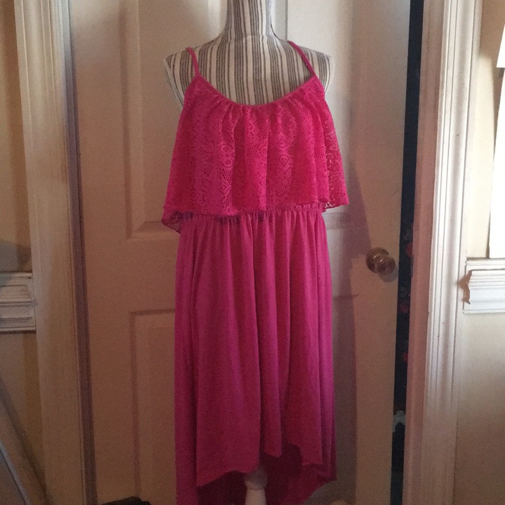Pink 100 polyester sun dress adjustable straps